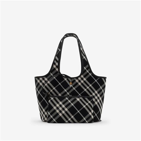 Small Check Tote in Black/calico 